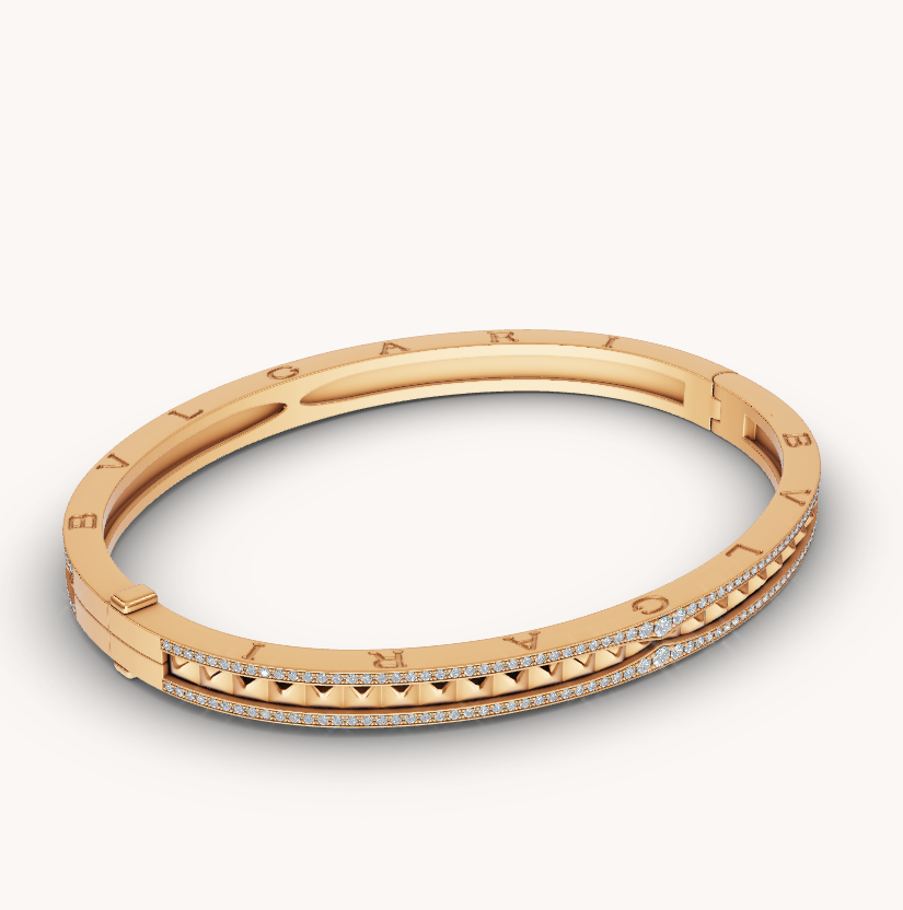 [OLIVIA]ZERO 1 SPIRAL AND PAVED DIAMOND GOLD BRACELET