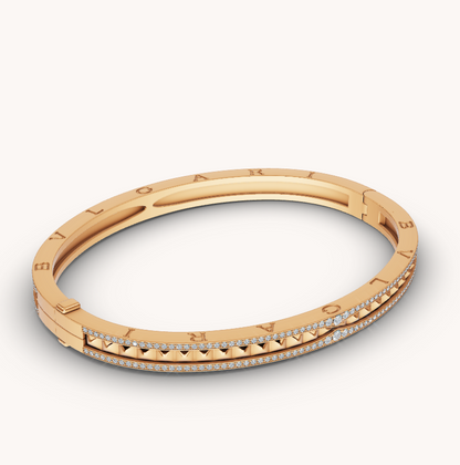 [OLIVIA]ZERO 1 SPIRAL AND PAVED DIAMOND GOLD BRACELET