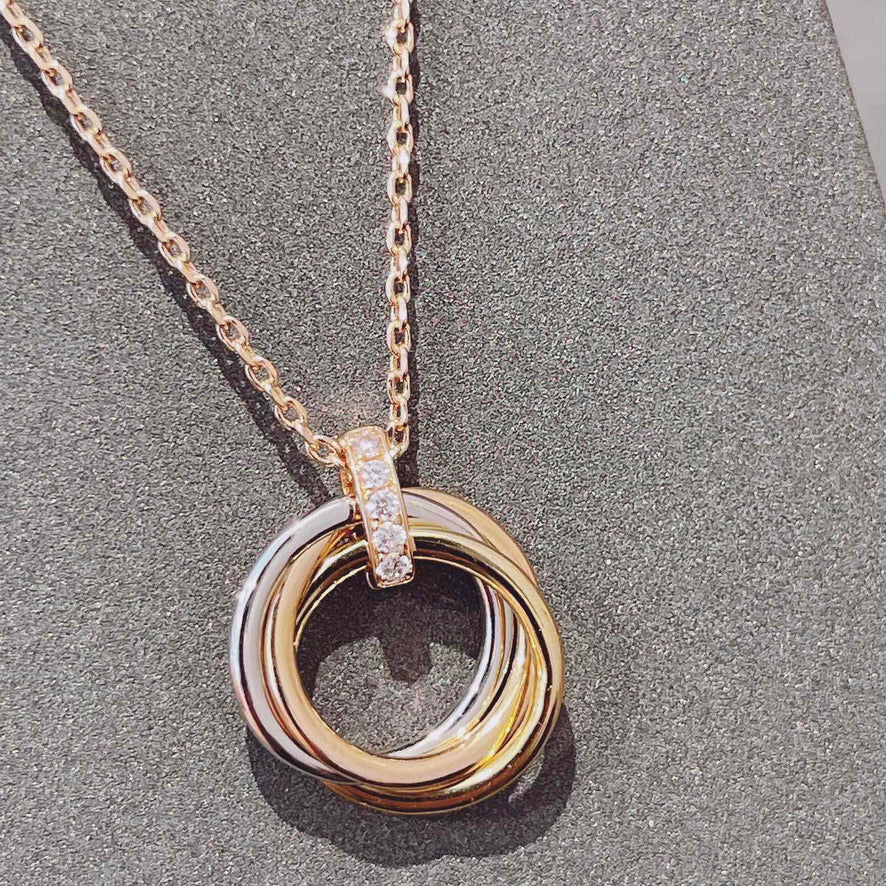 [Olivia Jewelry]TRINITY NECKLACE GOLD  DIAMONDS
