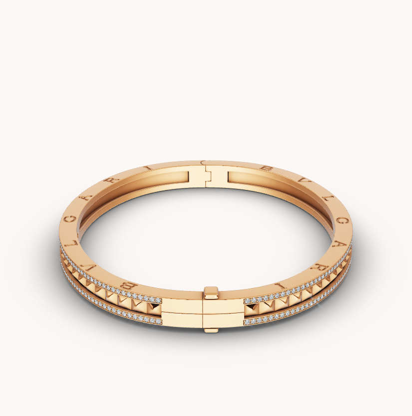 [OLIVIA]ZERO 1 SPIRAL AND PAVED DIAMOND GOLD BRACELET