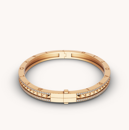 [OLIVIA]ZERO 1 SPIRAL AND PAVED DIAMOND GOLD BRACELET