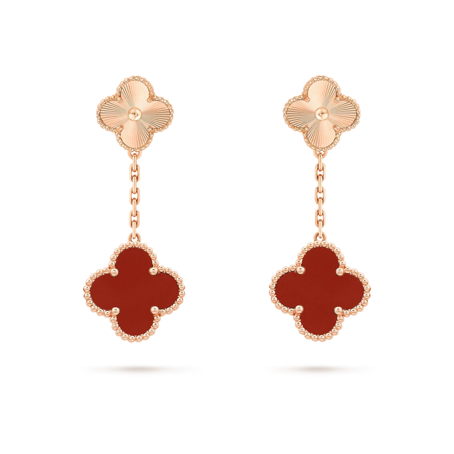 [Olivia Jewelry]CLOVER 2 MOTIF  LASER CARNELIAN EARRINGS
