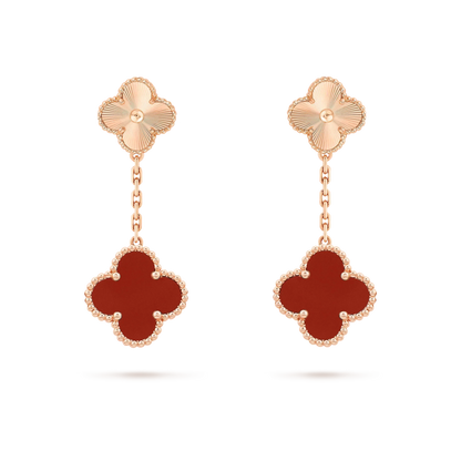[Olivia Jewelry]CLOVER 2 MOTIF  LASER CARNELIAN EARRINGS