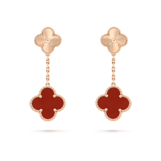 [Olivia Jewelry]CLOVER 2 MOTIF  LASER CARNELIAN EARRINGS