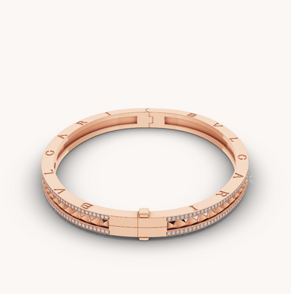 [OLIVIA]ZERO 1 SPIRAL AND PAVED DIAMOND PINK GOLD BRACELET