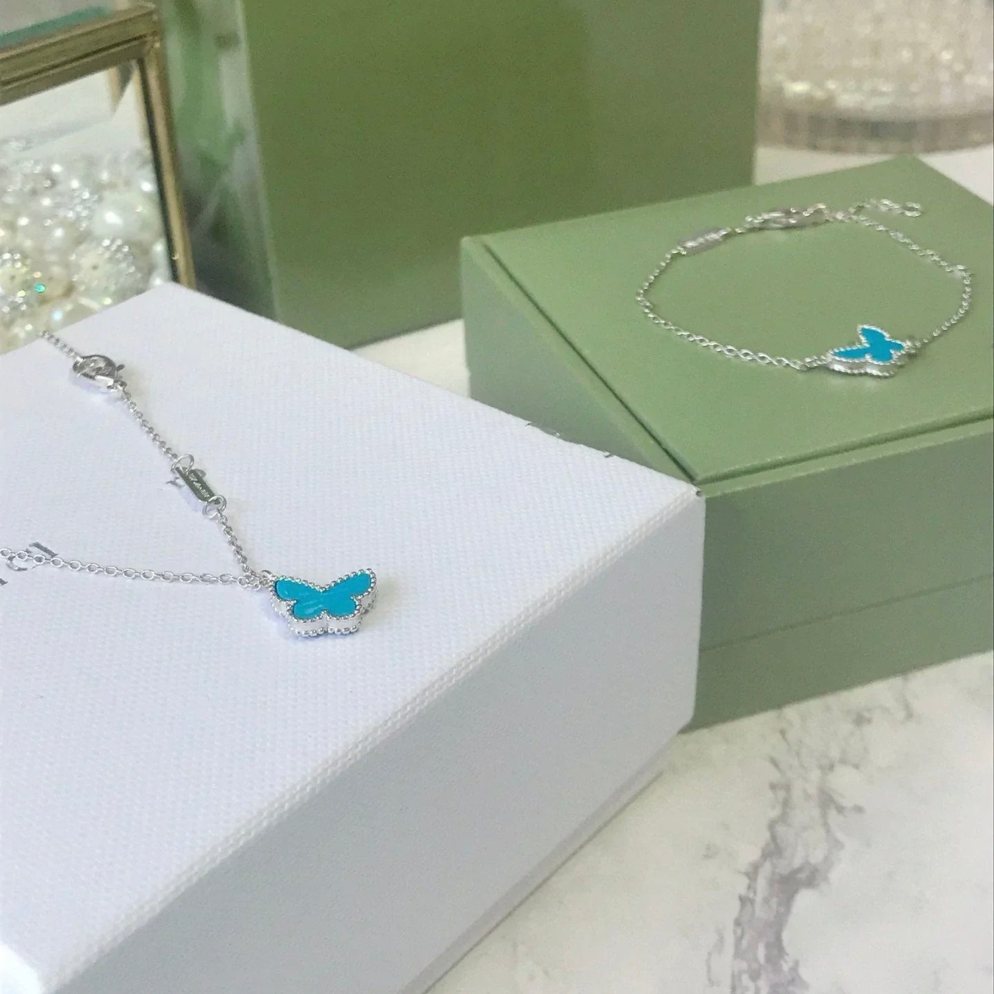 [Olivia Jewelry]BUTTERFLY TURQUOISE BUTTERFLY BRACELET SILVER