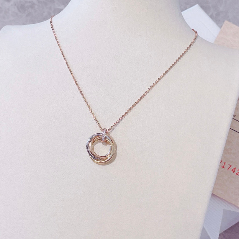 [Olivia Jewelry]TRINITY NECKLACE GOLD  DIAMONDS