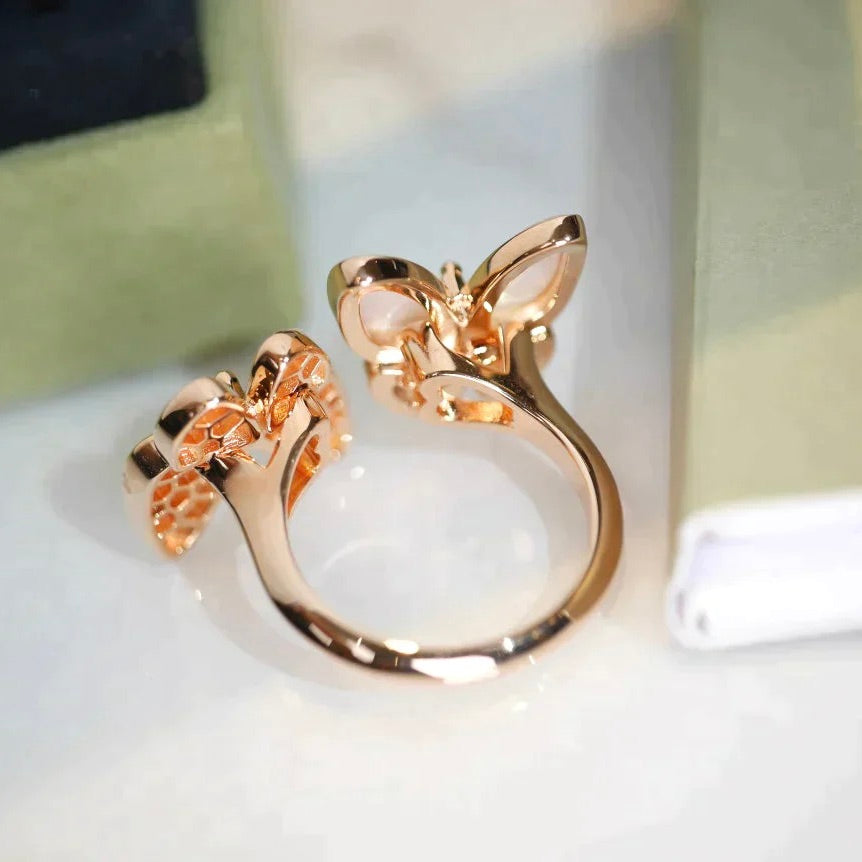 [Olivia Jewelry]TWIN BUTTERFLY DIAMOND MOP RING