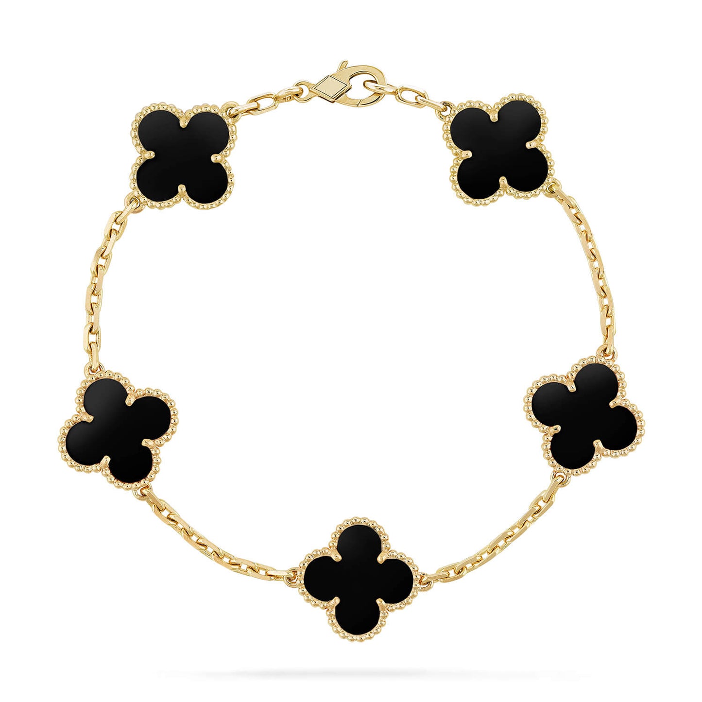 [Olivia JW]CLOVER  5 MOTIFS BLACK ONYX BRACELET