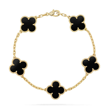 [Olivia JW]CLOVER  5 MOTIFS BLACK ONYX BRACELET