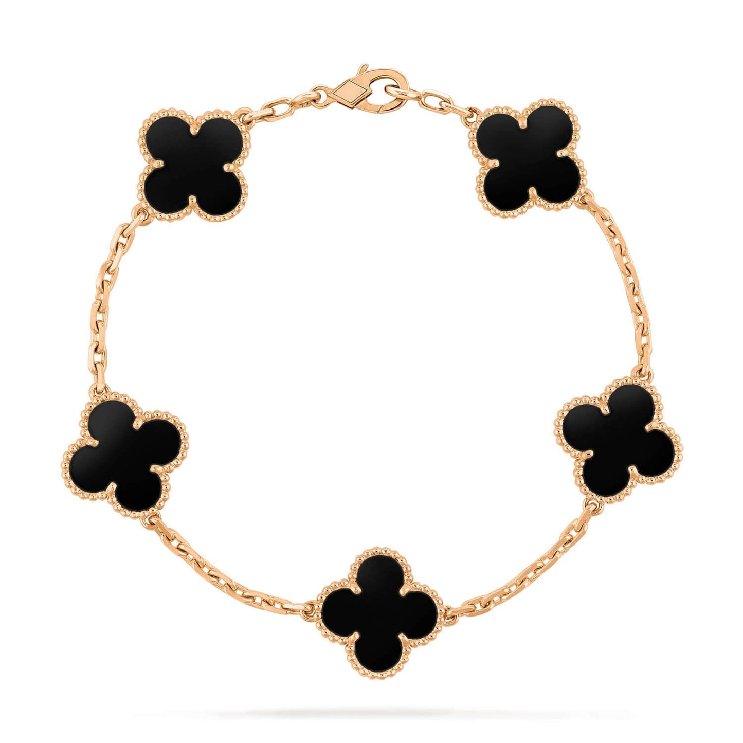 [Olivia JW]CLOVER  5 MOTIFS BLACK ONYX BRACELET