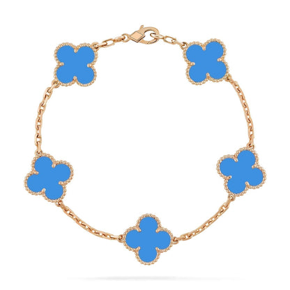 [Olivia JW]CLOVER 5 MOTIFS BLUE AGATE BRACELET