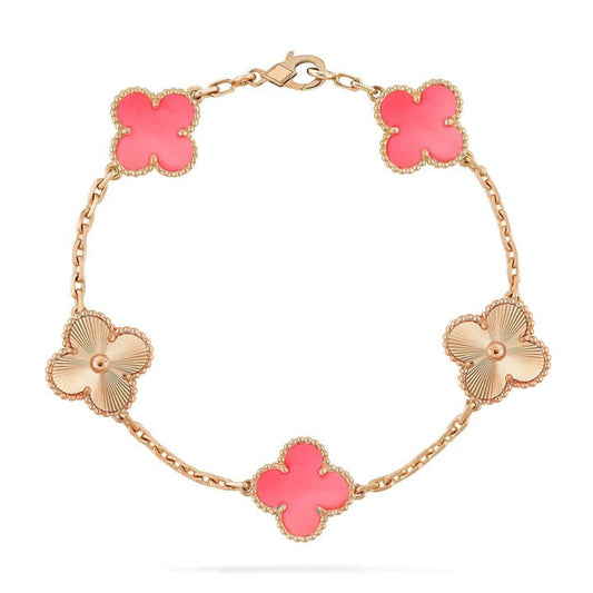 [Olivia JW]CLOVER BRACELET 5 MOTIF PINK AND PINK GOLD
