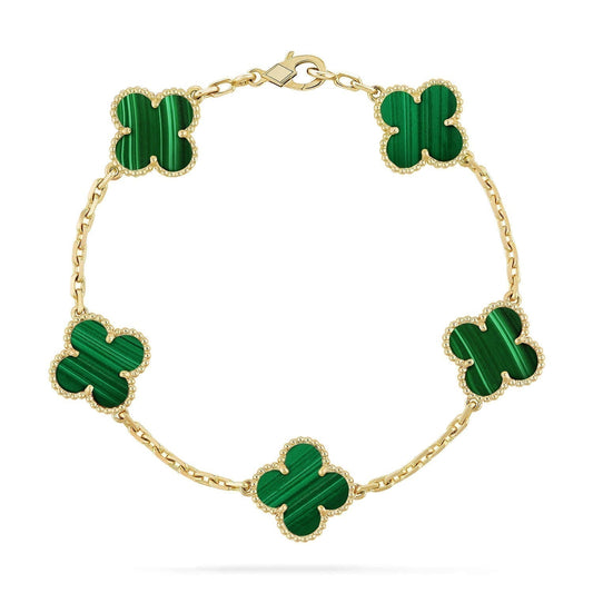 [Olivia JW]CLOVER 5 MOTIFS MALACHITE BRACELET