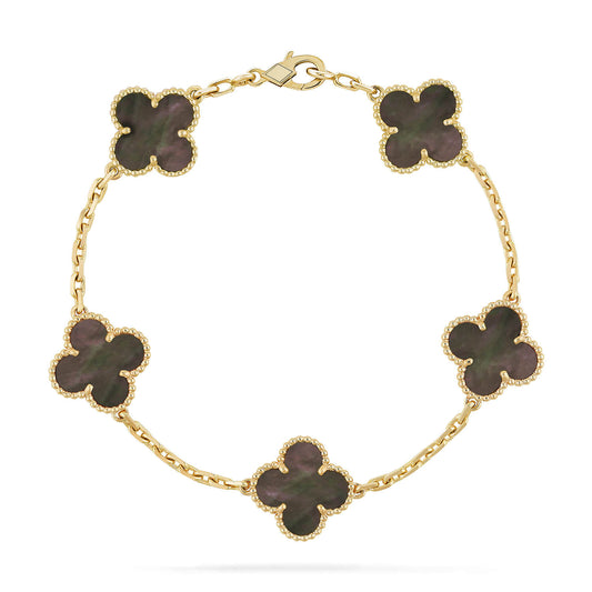[Olivia JW]CLOVER 5 MOTIF GRAY MOP  BRACELET