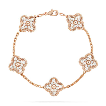 [Olivia JW]CLOVER 5 MOTIFS  FULL DIAMOND BRACELET