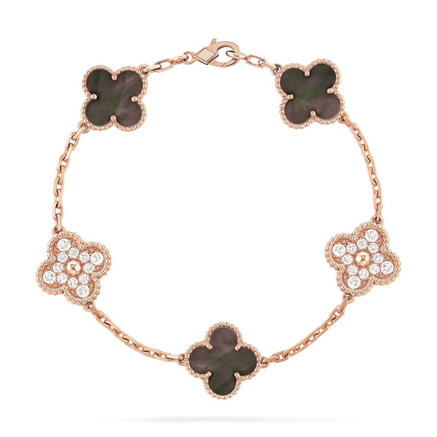 [Olivia JW]CLOVER 5 MOTIF GRAY MOP DIAMOND BRACELET