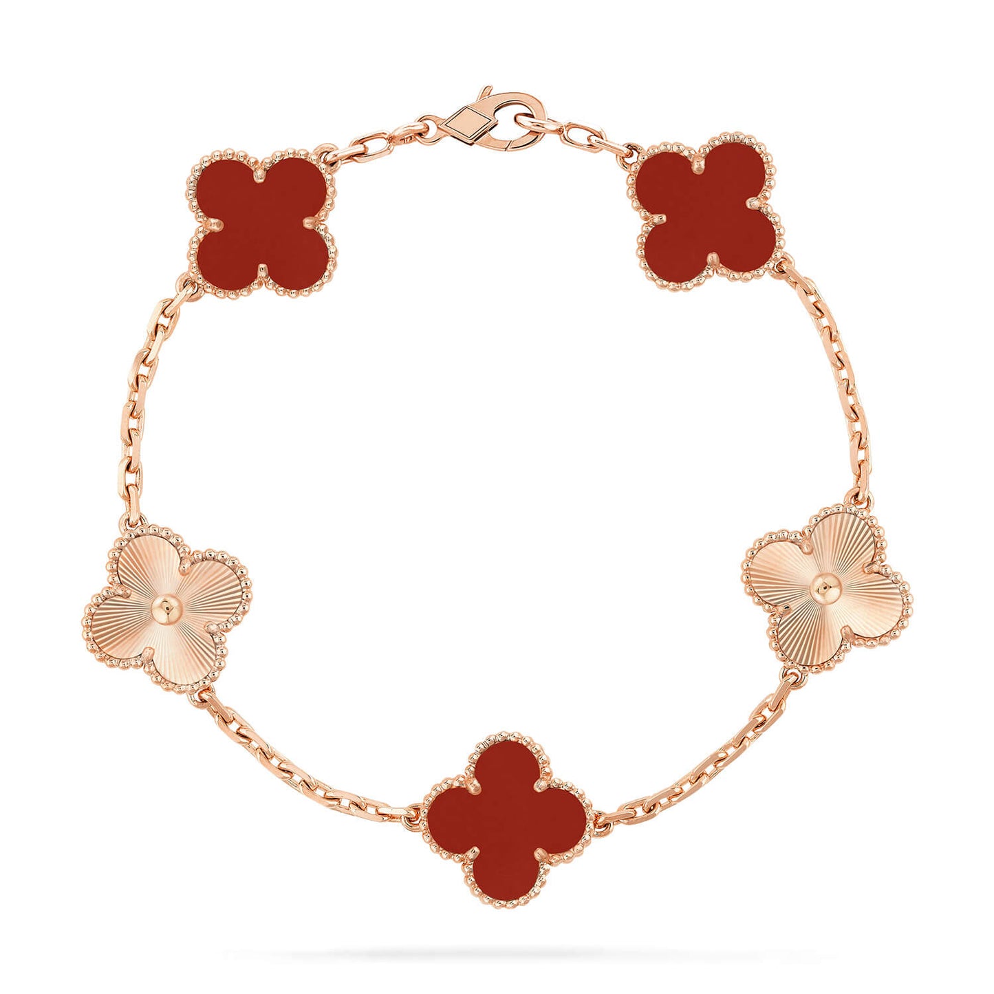 [Olivia Jewelry]CLOVER  5 MOTIFS CARNELIAN GOLD BRACELET