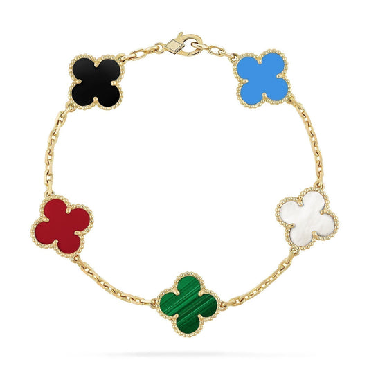 [Olivia JW]CLOVER 5 MOTIFS MULTICOLOR  BRACELET