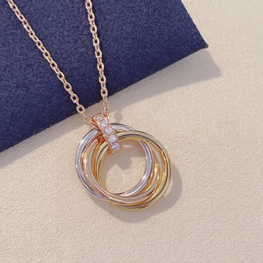 [Olivia Jewelry]TRINITY NECKLACE GOLD  DIAMONDS