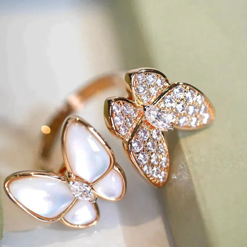 [Olivia Jewelry]TWIN BUTTERFLY DIAMOND MOP RING