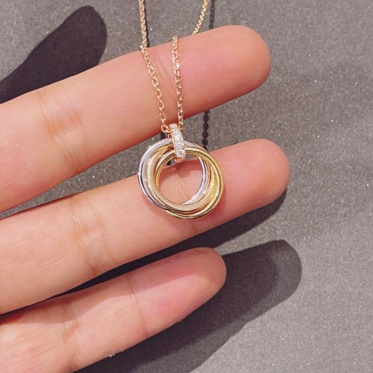 [Olivia Jewelry]TRINITY NECKLACE GOLD  DIAMONDS