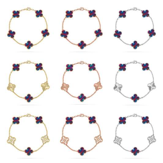 [Olivia Jewelry]CLOVER 5 MOTIF COLOR GEMSTONES BRACELET COLLECTION