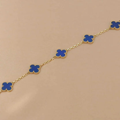 [Olivia JW]CLOVER 5 MOTIFS BLUE AGATE BRACELET