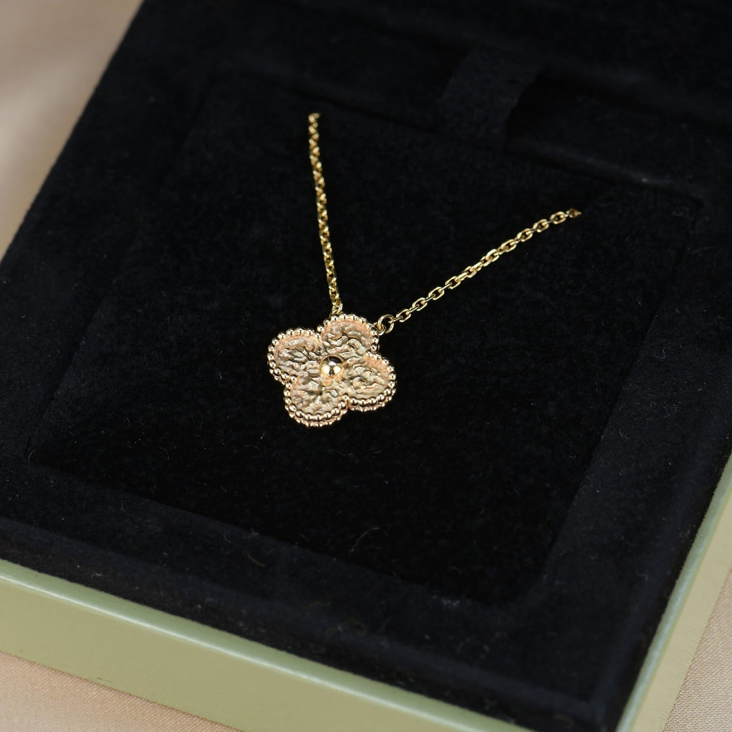 [Olivia Jewelry]CLOVER 15MM  BRONZING NECKLACE