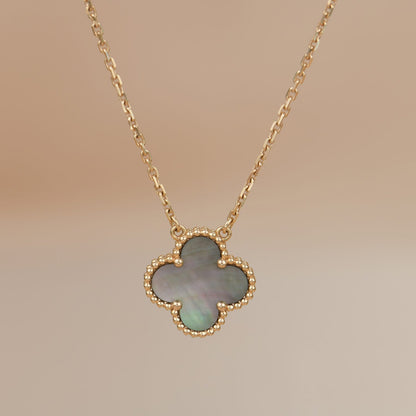 [Olivia Jewelry]CLOVER 15MM  GRAY MOTHER OF PEARL NECKLACE