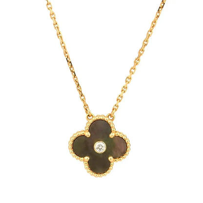 [Olivia Jewelry]CLOVER 15MM DIAMOND AND MOTHER-OF-GREY NECKLACE