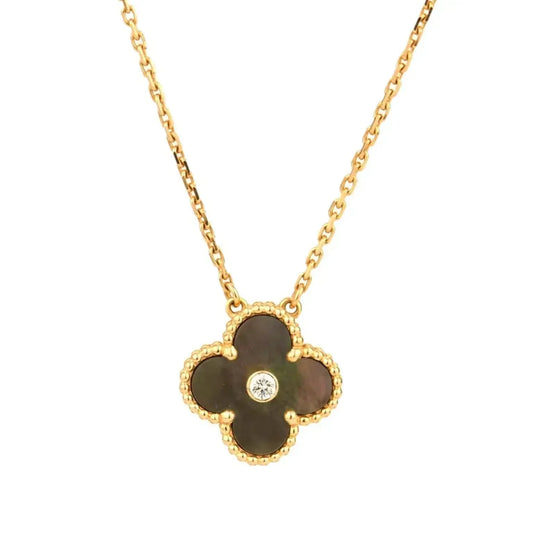 [Olivia Jewelry]CLOVER 15MM DIAMOND AND MOTHER-OF-GREY NECKLACE