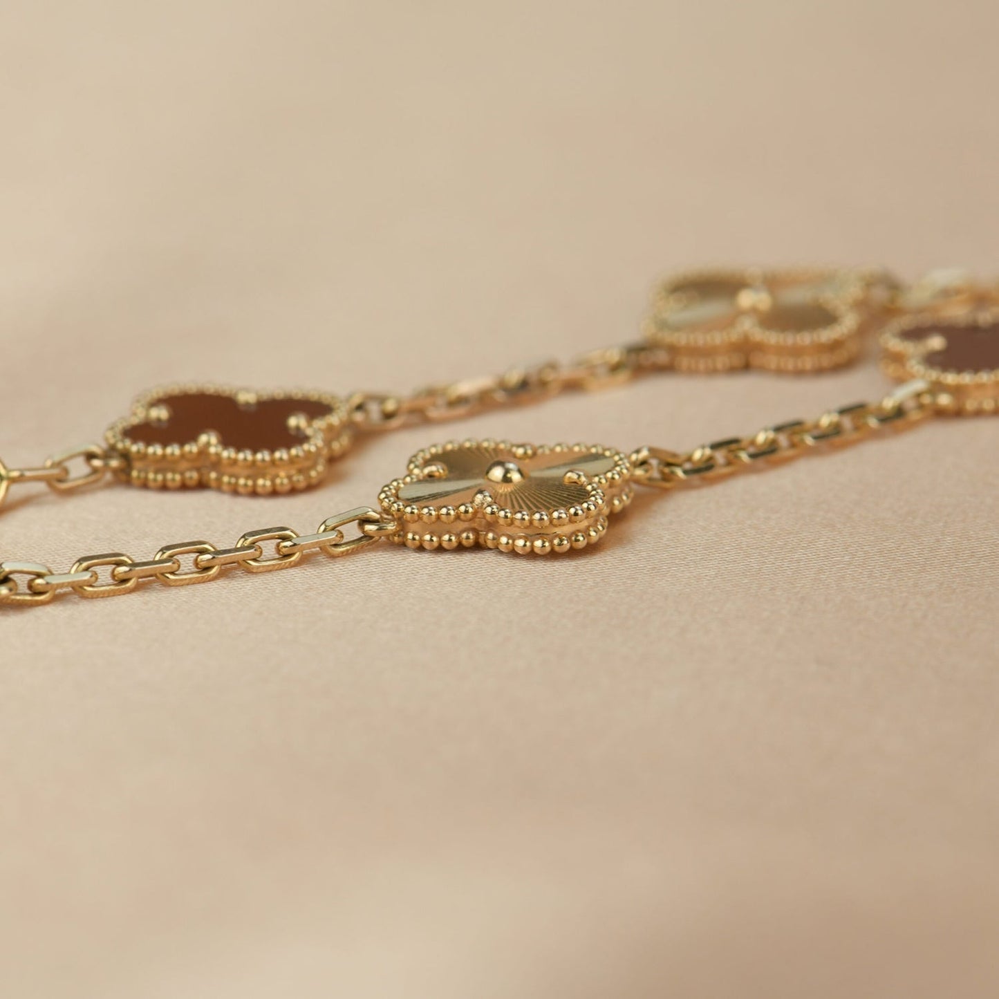 [Olivia Jewelry]CLOVER  5 MOTIFS CARNELIAN GOLD BRACELET