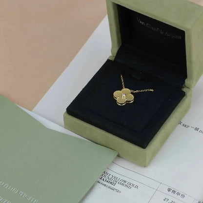 [Olivia Jewelry]CLOVER 15MM DIAMOND GOLD MOTHER OF PEARL NECKLACE