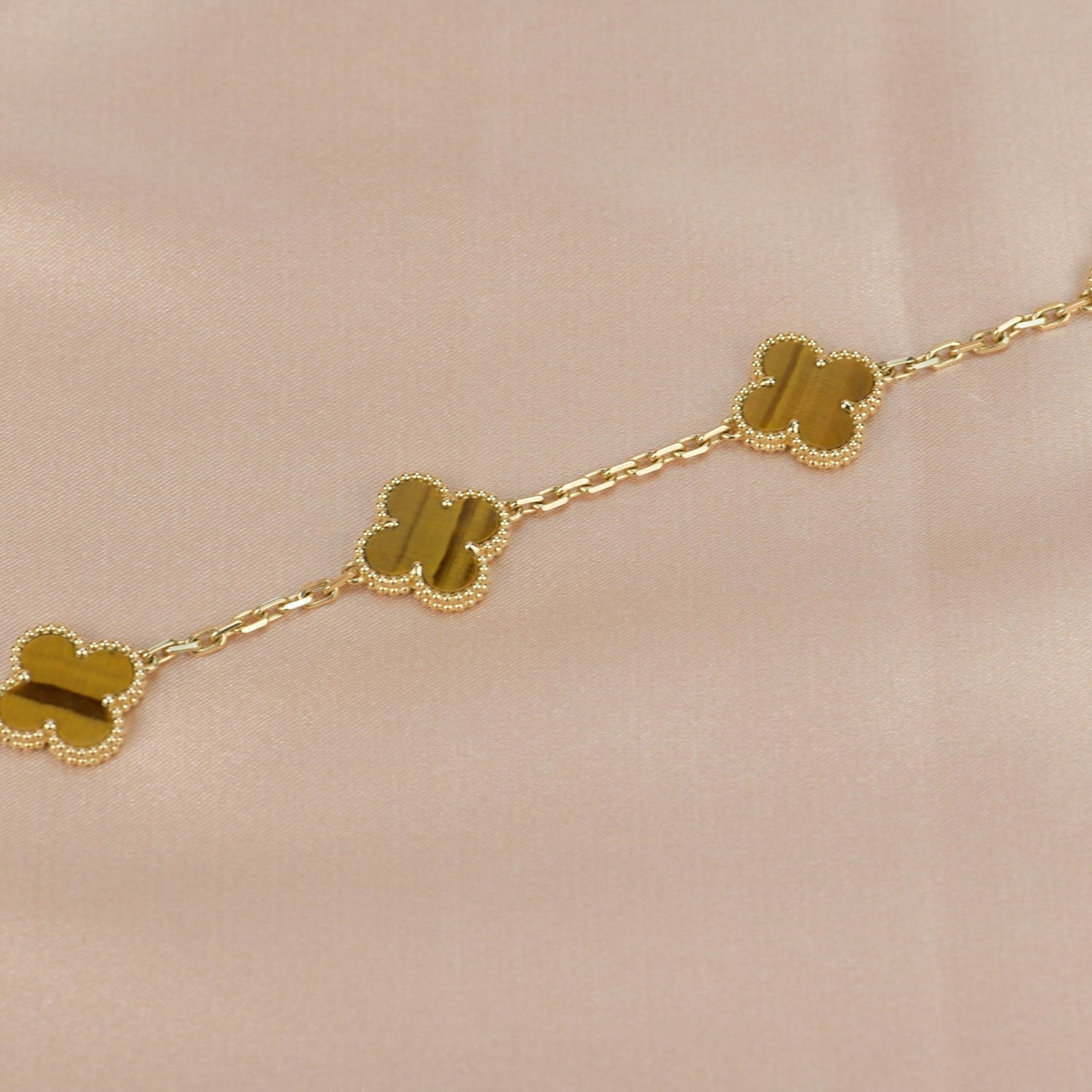[Olivia JW]CLOVER  5 MOTIFS TIGER EYE BRACELET