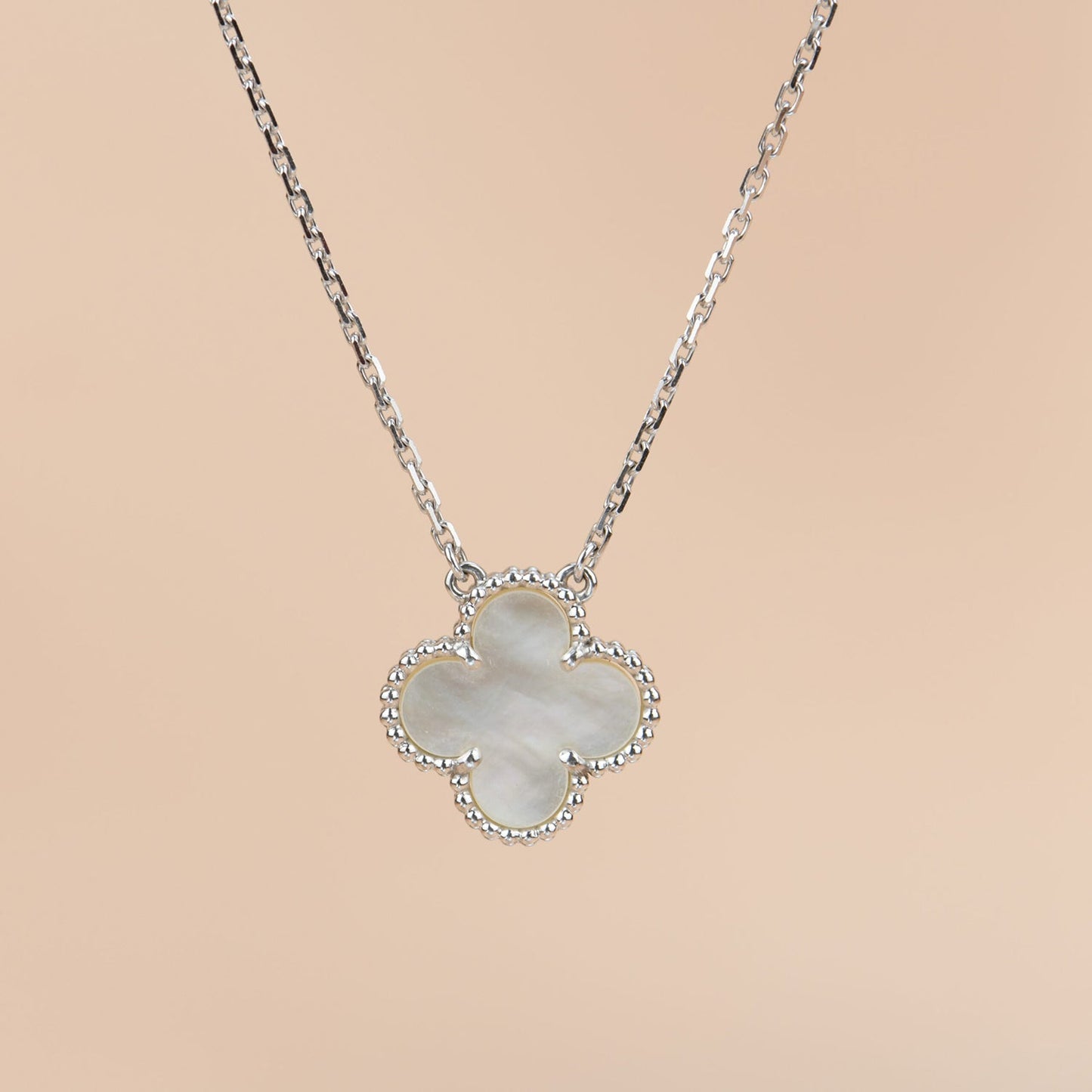 [Olivia Jewelry]CLOVER  15MM WHITE MOTHER-OF-PEARL SILVER