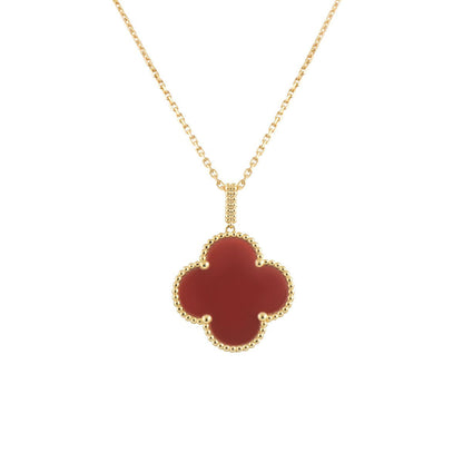[Olivia Jewelry]CLOVER 25MM NECKLACE GOLD CARNELIAN