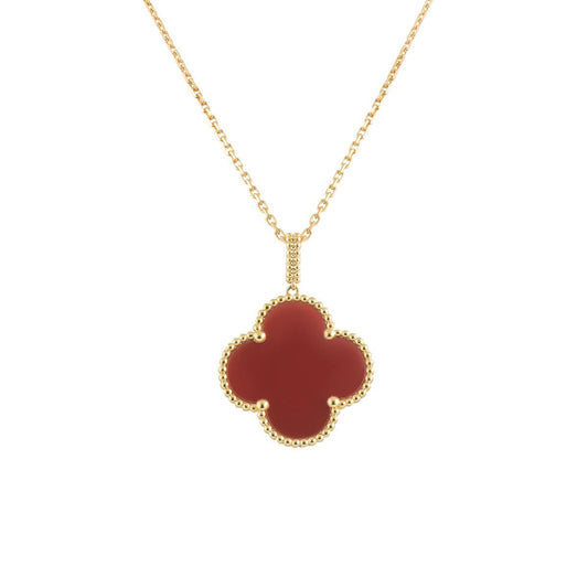 [Olivia Jewelry]CLOVER 25MM NECKLACE GOLD CARNELIAN