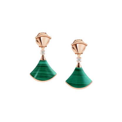 [OLIVIA]DREAM MALACHITE PINK GOLD EARRINGS