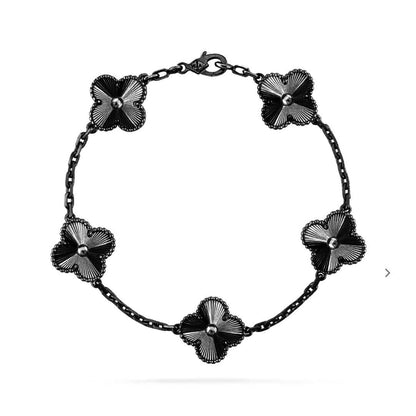 [Olivia JW]CLOVER 5 MOTIF BLACK BRACELET