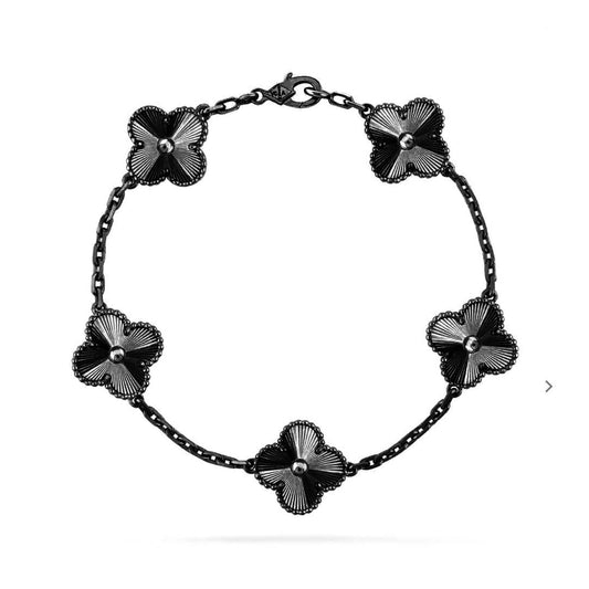 [Olivia JW]CLOVER 5 MOTIF BLACK BRACELET