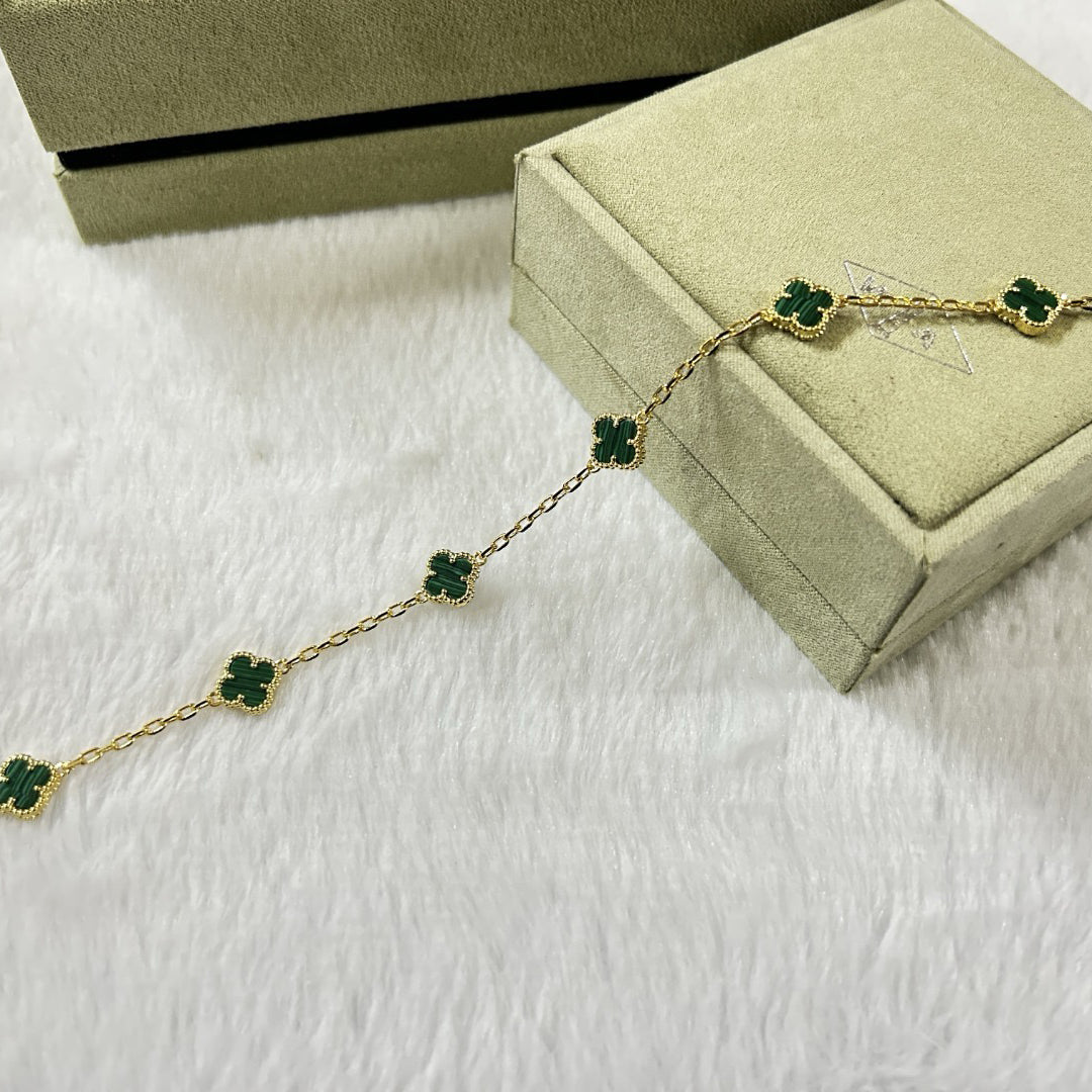 [Olivia JW]CLOVER 6 MOTIF MALACHITE BRACELET