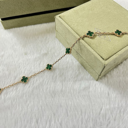 [Olivia JW]CLOVER 6 MOTIF MALACHITE BRACELET
