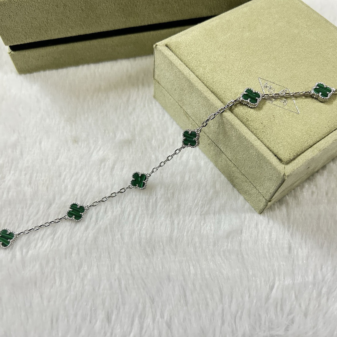 [Olivia JW]CLOVER 6 MOTIF MALACHITE BRACELET