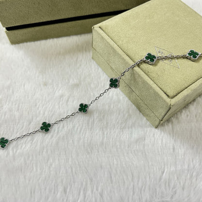[Olivia JW]CLOVER 6 MOTIF MALACHITE BRACELET