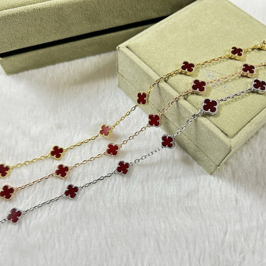 [Olivia JW]CLOVER 6 MOTIF RED AGATE BRACELET