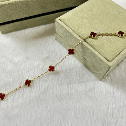 [Olivia JW]CLOVER 6 MOTIF RED AGATE BRACELET