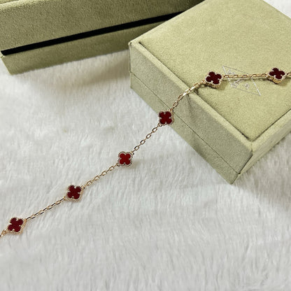 [Olivia JW]CLOVER 6 MOTIF RED AGATE BRACELET