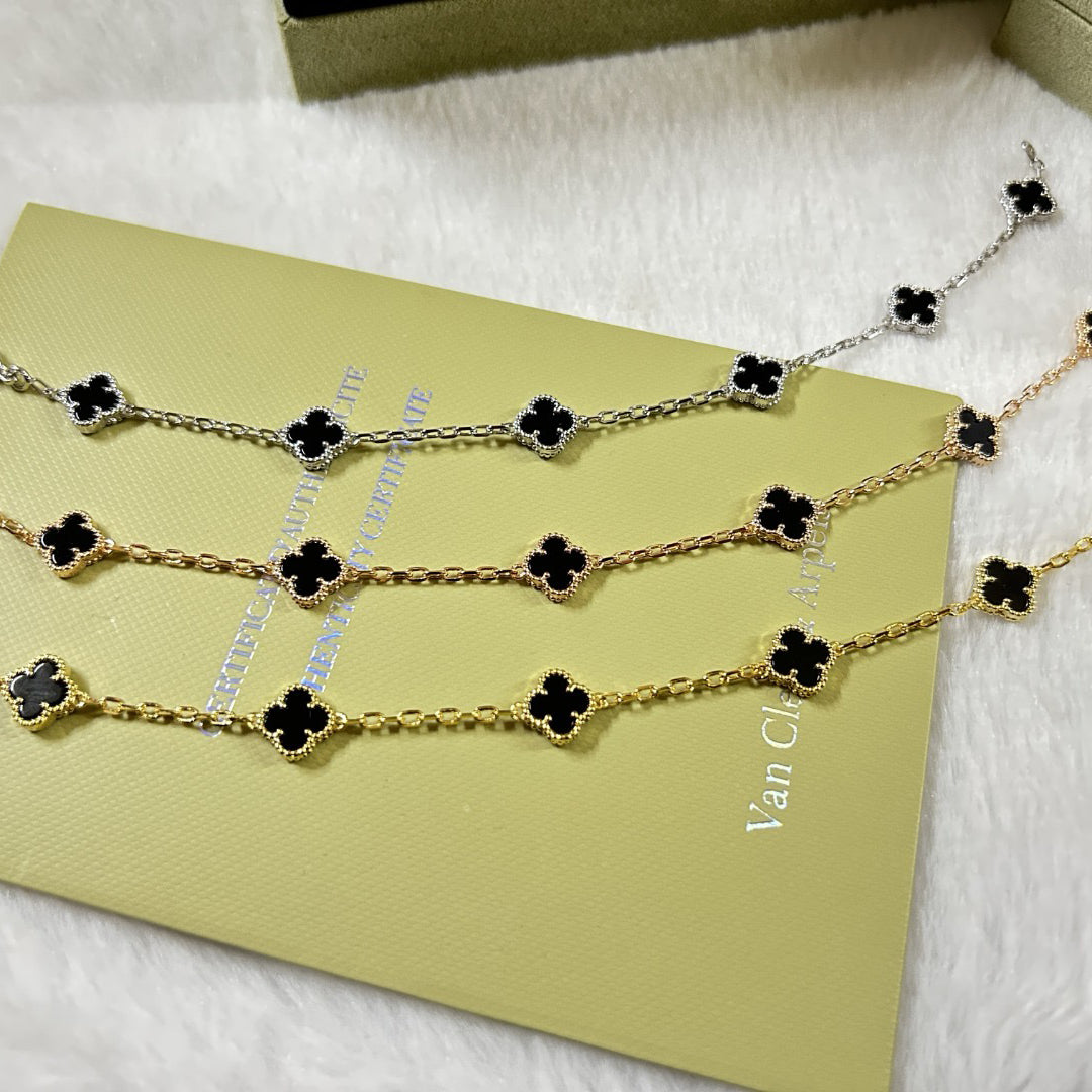 [Olivia JW]CLOVER 6 MOTIF  ONYXS BRACELET