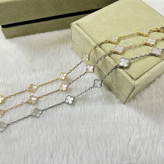 [Olivia JW]CLOVER 6 MOTIF WHITE MOP BRACELET